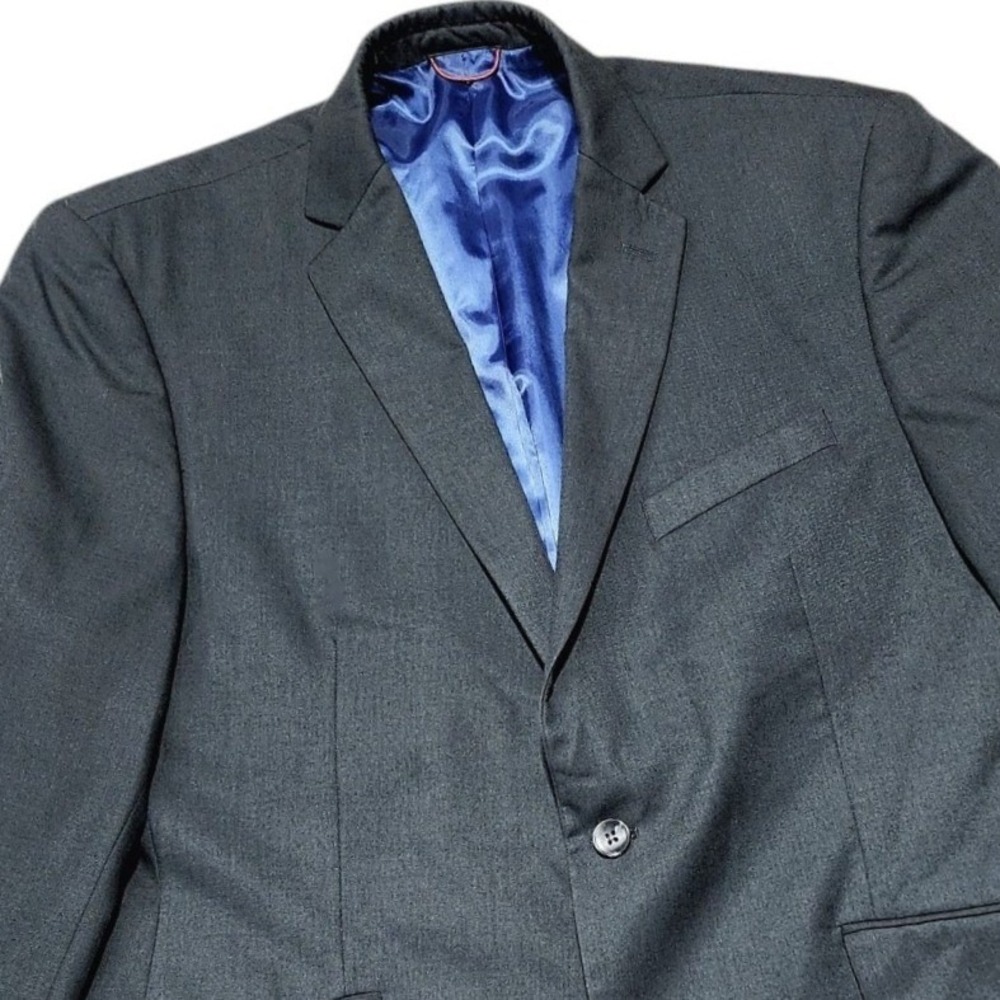 Billy London Suit Jacket Mens 44R Charcoal Grey Two Button Formal Blazer BP100